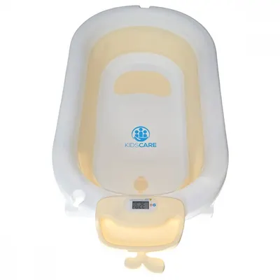 Cadita pliabila KidsCare Bej cu termometru, perna reductor, jucarii, protectie cap, cana pliabila
