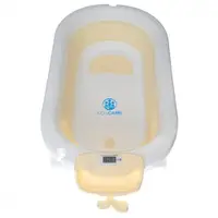 Cadita pliabila KidsCare Bej cu termometru, perna reductor, jucarii, protectie cap, cana pliabila