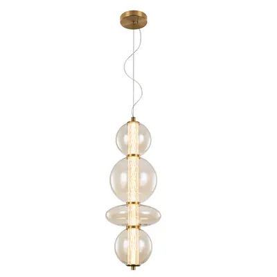 Splendor Led Pendant 18w 3000k, Brass+cognac Glass
