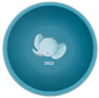 Bol din silicon cu ventuză Sassi - Chewy The Elephant, albastru