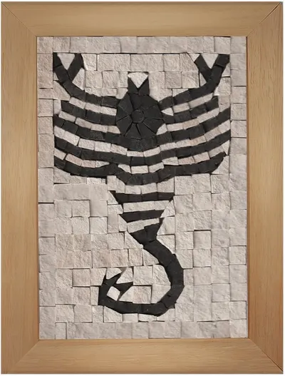 Mozaic de piatră Neptune Mosaic - Semnul zodiacal Scorpion, cu ramă