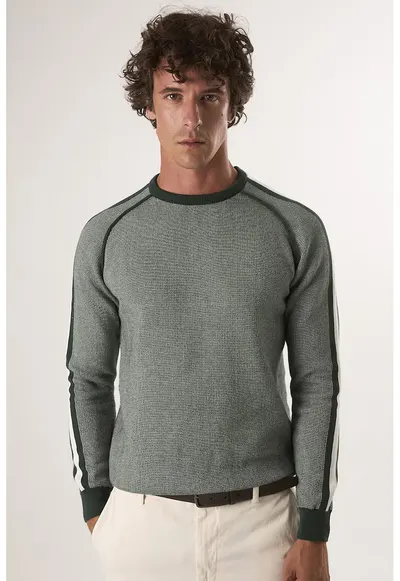 Pulover din bumbac cu maneci raglan - Verde pal