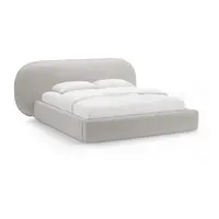 Pat matrimonial gri deschis tapițat cu spațiu de depozitare cu somieră 180x200 cm Ovalo – Micadoni