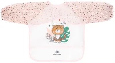 Bavetă cu mâneci și buzunar KikkaBoo - Savanna, roz