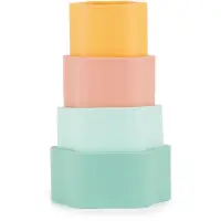 Bieco Silicone Stacking Tower Flower jucărie cu activități 12 m+ Tropical Vibes 4 buc