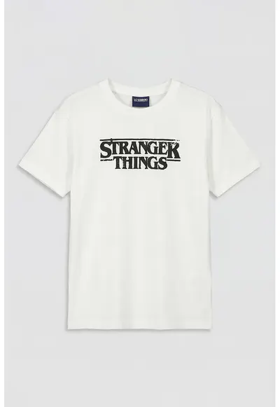 Tricou din bumbac cu imprimeu Stranger Things - Negru/Alb optic/Rosu vermillion