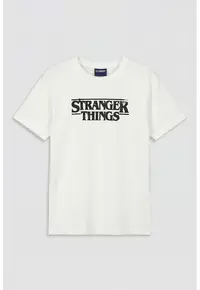 Tricou din bumbac cu imprimeu Stranger Things - Negru/Alb optic/Rosu vermillion