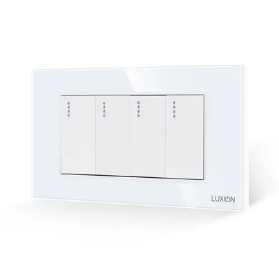 Intrerupator Cvadruplu Mecanic LUXION cu Rama din Sticla, Standard Italian, 4M