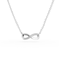 Lant cu pandantiv infinit din aur alb cu diamante de 0.04ct