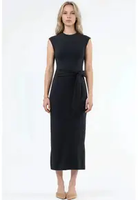 Rochie Midi detaliu elegant - negru - modal/bumbac/elastan