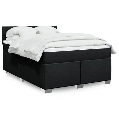 Gossi pat box spring cu saltea, negru, 160x200 cm, textil