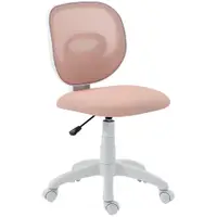 HOMCOM Scaun de Birou Ergonomic Rotativ din Material Tip Plasă Respirabil Fără Brațe, Înălțime Reglabilă, Roz | Aosom Romania