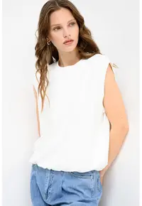 Tricou supradimensionat din amestec de modal - Alb murdar