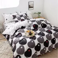 (OFERTA 3 la 199 Lei) Lenjerie pat dublu cu doua feţe, 4 piese, Finet Soft, Gri, inimioare