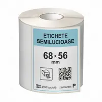Rola etichete autoadezive semilucioase 68x56 mm, adeziv permanent, 4000 etichete rola