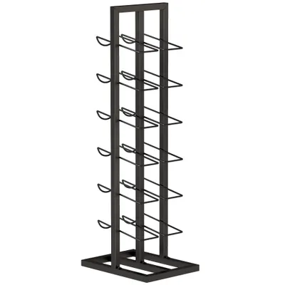 HOMCOM Suport din Metal, 12 Sticle, de Podea, Negru | Aosom Romania