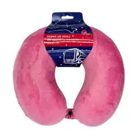 Pernă de călătorie, pentru adulți, culoare rozalie, din spumă cu memorie, 30 cm