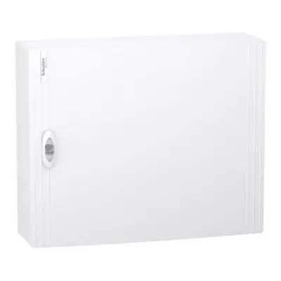 PrismaSet XS, Cofret cu montaj aparent, 2x24 Module, material plastic, usa plina alba, cu 1 bloc terminal