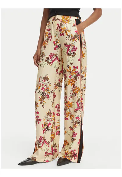 Pantaloni dama - casual - floral - portocaliu - viscoza - set