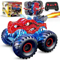 Masina cu telecomanda RC Timebox, 4x4, Dinozaur Monster Truck, lumini LED, Rosu - Default Title