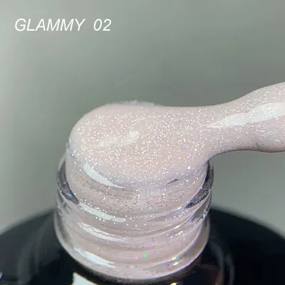 Rubber Base Everin Soo Glammy 02 – Bază Cauciucată Roz Pudrat cu Sclipici Argintiu Holografic, HEMA & TPO Free, 12ml