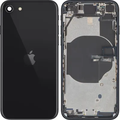 Capac Baterie Apple iPhone SE (2022), Cu Carcasa Mijloc, Negru (Midnight), Swap