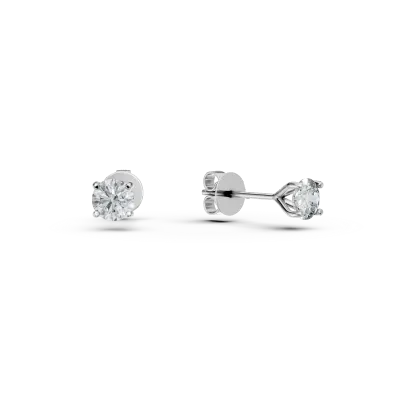 Cercei solitaire din aur alb cu diamante de 0.8ct