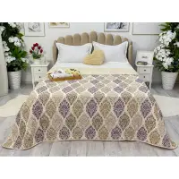 (OFERTA 3 la 199 Lei) Cuvertura matlasata cu doua fete pentru pat dublu , 210x210, Auriu-Mov, oriental
