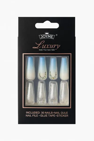 Set 30 Unghii False Balerina Press On Shiny Baby Blue E372