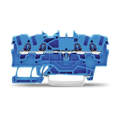 4-conductor through terminal block; 1.5 mm²; for Ex e II and Ex i applications; side and center marking; for DIN-rail 35 x 15 and 35 x 7.5; Push-in CAGE CLAMP®; 1,50 mm²; blue