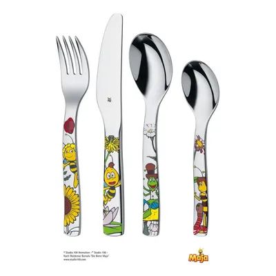 Set tacâmuri 4 piese din oțel inoxidabil pentru copii WMF Cromargan® Včelka Mája