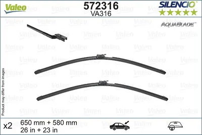 Lama stergator fata (2buc) AquaBlade 650 580mm (varianta cu incalzire) potrivit MERCEDES GLE (C167), GLE (C292), GLE (V167), GLE (W166), GLS (X166), GLS (X167) 03.15