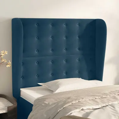 vidaXL Tăblie pat cu aripioare albastru închis 83x23x118/128cm catifea