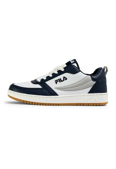 Pantofi sport de piele ecologica cu detalii perforate Rega - Alb/Gri deschis/Bleumarin