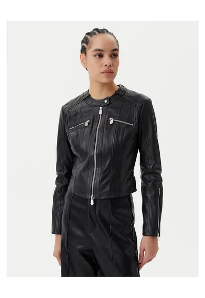 Geaca de piele - piele - Negru