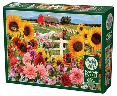 Puzzle Cobble Hill din 1000 piese - Fermă de floarea-soarelui