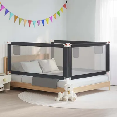vidaXL Balustradă de protecție pat copii, gri închis, 190x25 cm textil