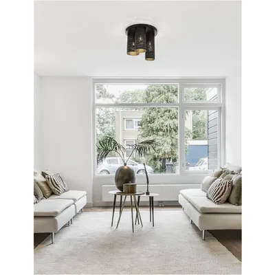 Plafoniera ZANE Negru Metal Outside Auriu Metal Inside LED E14 3x5 Wat 230 Volt IP20 Fara bec