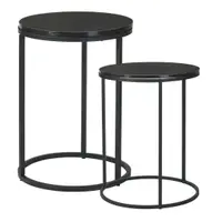 Set 2 măsuțe de cafea Trends4You, metal & MDF, design modern, negru