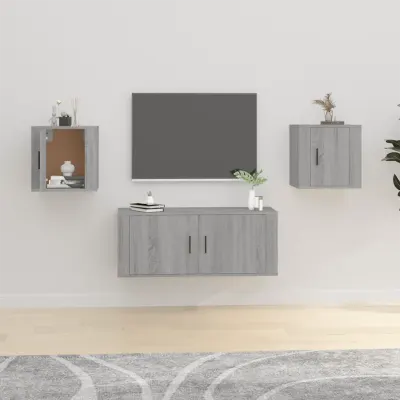 vidaXL Dulapuri TV montate pe perete 2 buc. gri sonoma 40x34,5x40 cm
