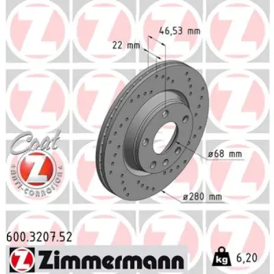 Disc frana ZIMMERMANN 600.3207.52