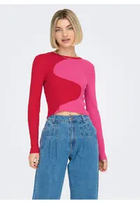 Pulover crop cu decolteu la baza gatului -