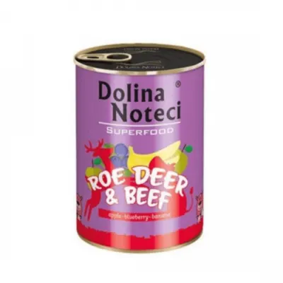 Hrana umeda pentru caini Dolina Noteci Superfood Caprioara/Vita 400 gr