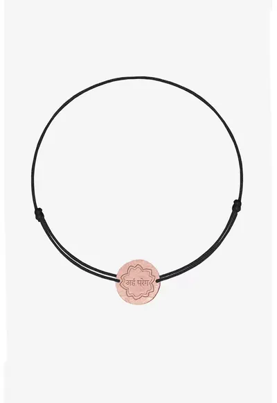 Bratara ajustabila cu talisman de aur de 14K - Negru/Auriu rose