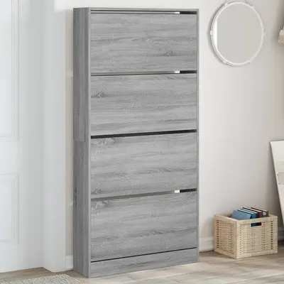 vidaXL Pantofar cu 4 sertare rabatabile, gri sonoma, 80x21x163,5 cm