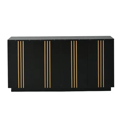 Bufet pentru living cu 4 uși, Negru | Aosom Romania