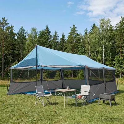 vidaXL Cort de Familie albastru 600 x 400 x 268 cm Poliester și oțel