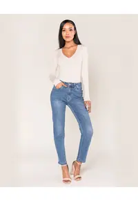 Blugi Dama albastri - Push-up Skinny P076-5A M7 16819 - Albastru