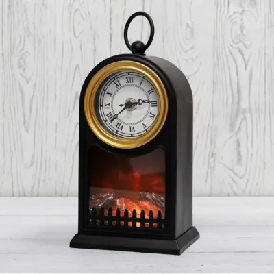 Ceas Vintage decorativ cu aspect de semineu, alimentare baterii si cablu