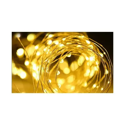 Ghirlanda solara LED, 100 becuri, lumina 3000K, 1W, IP44, lungime totala 1190 cm